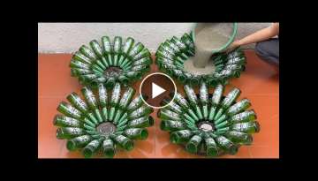 Creative Recycled Glass Bottles. Make Coffee Table And Flower Pots From Glass Bottles And Cement ... Creative Recycled Glass Bottles. Make Coffee Table And Flower Pots From Glass Bottles And Cement ...
