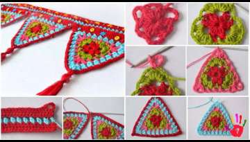 Formal Door Ornament Making - Crochet Motifs With Triangle Door Ornament Making