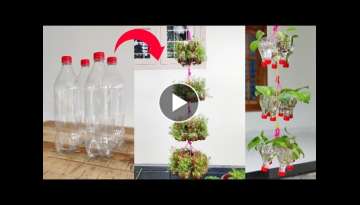 How to make an amazing vertical garden using plastic bottles | Hanging plant pots | Gardening ide...